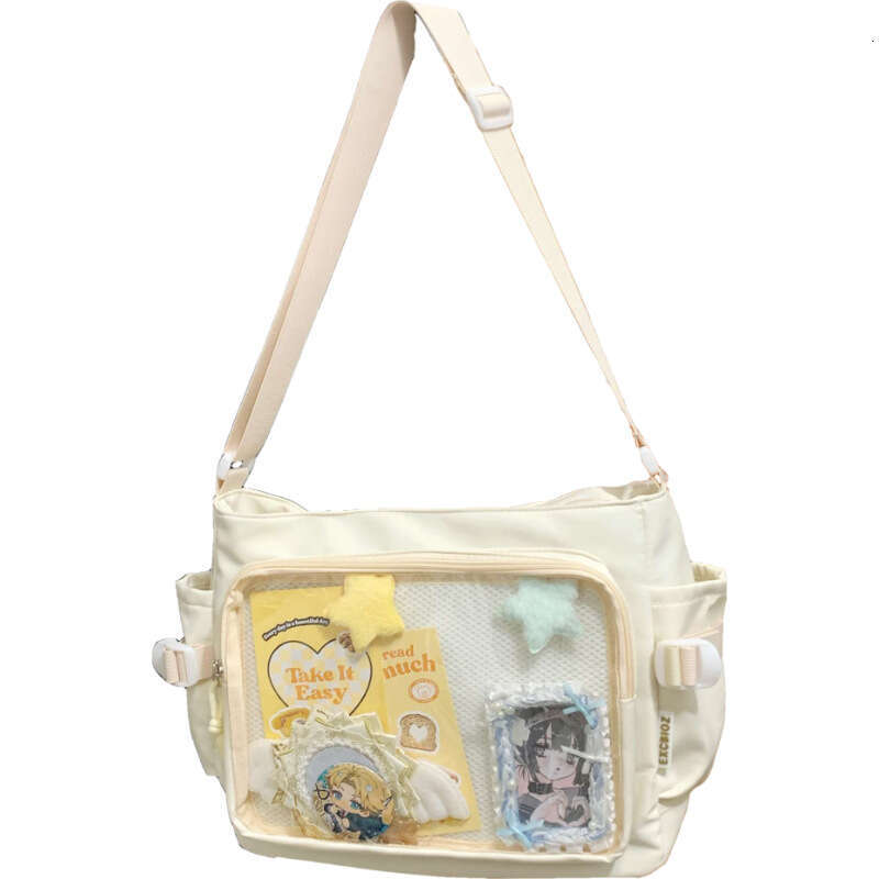 Ins Style Transparent Badge Pain Campus Versatile Large Capacity Simple Shoulder Crossbody Girl Messenger Bag