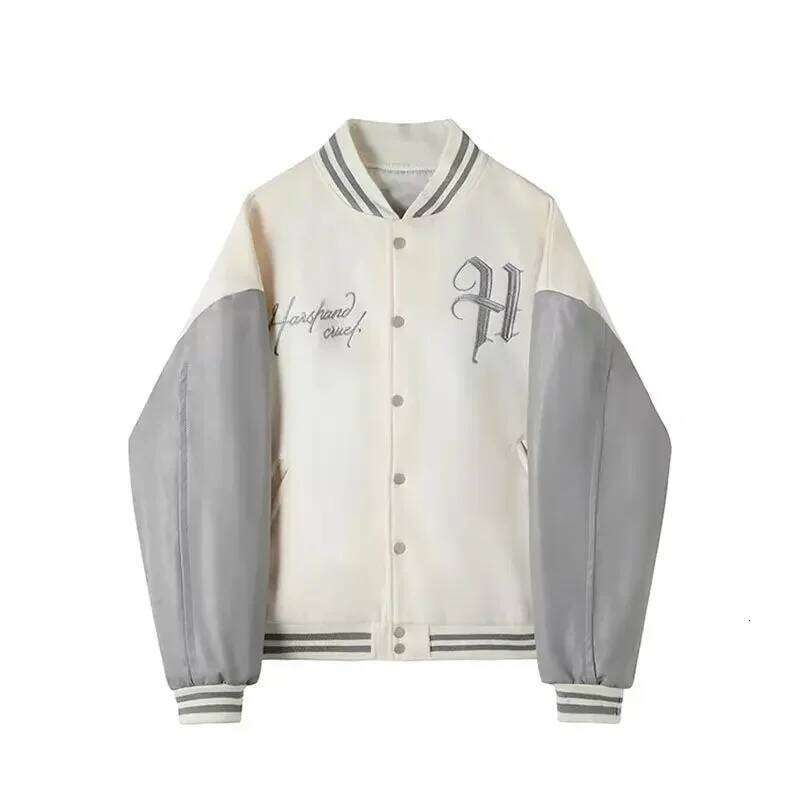 Vintage Embroidery Outerwear Ing Bomber Jackets Traf Varsity Jacket Baseball Uniform Color Contrast Couple Coat For Women
