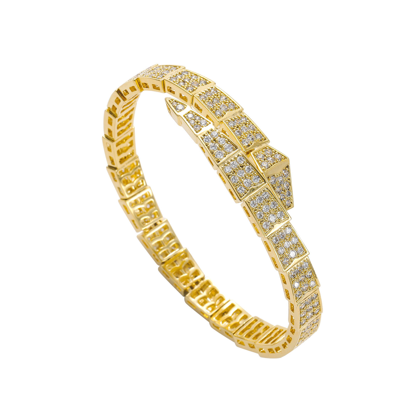 New Arrival Snake Shape Open Adjustable Full Iced Out Hip Hop Moissanite Unisex Creative Bracelet Snake Wristband Pass the diamond tester
