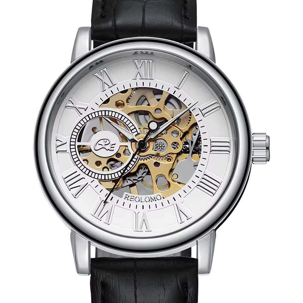 DHgadgets Luxurious Automatic Movement Black Low MOQ Stainless Steel Design Men's Mechanical Watch