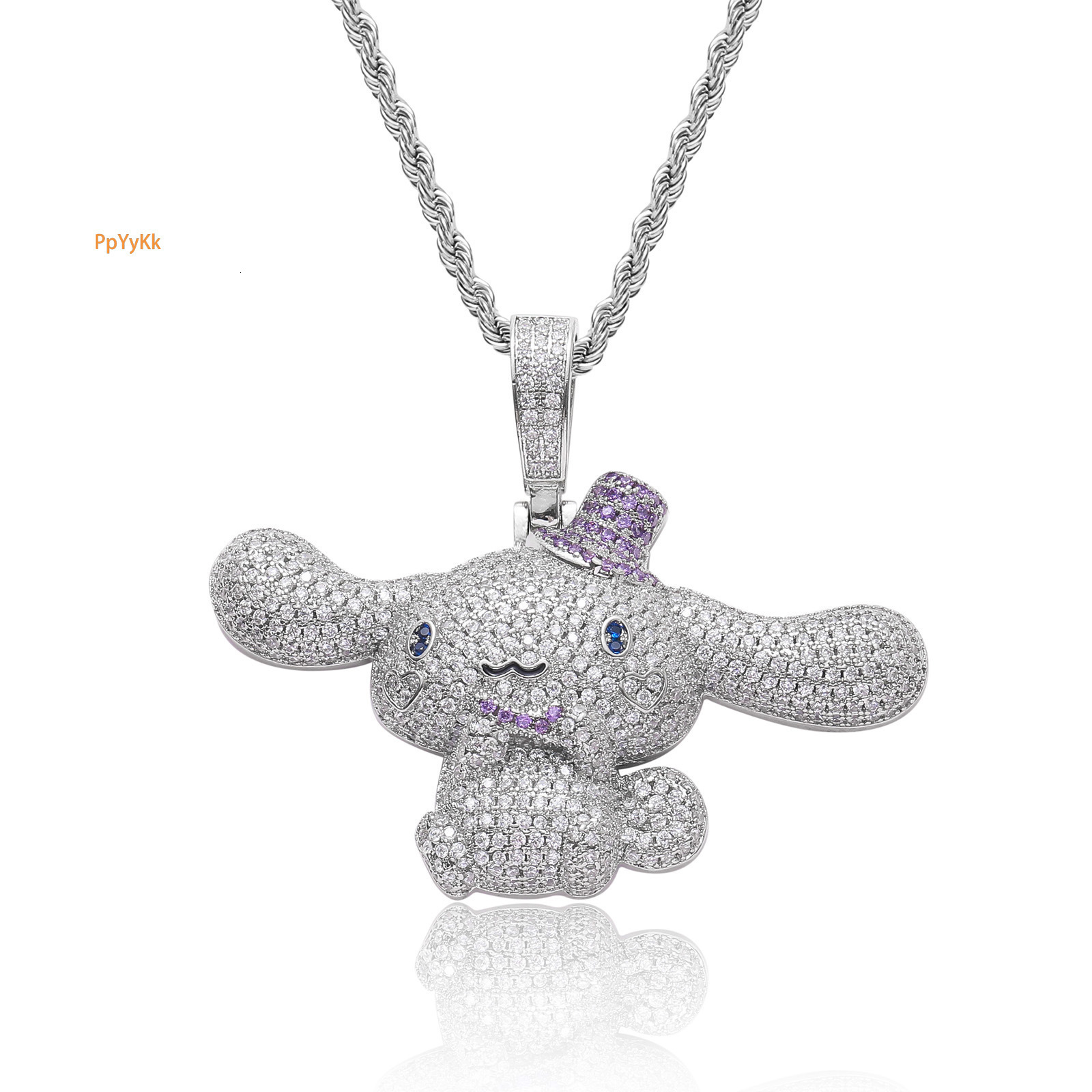 New Arrival Cinnamoroll Pendant Cute Anime Trendy Personalized Diamond Studded Unisex Hip Hop Necklace Pass the diamond tester