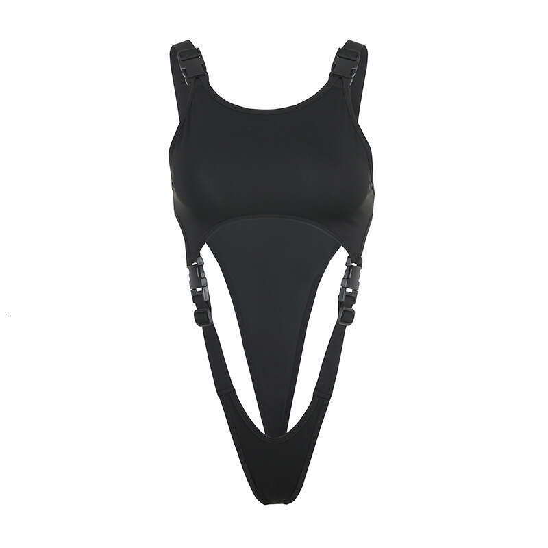 Solid Color Slim Fit Sexy Backpack Buckle Hollow Sports Swimming Vest One-Piece Summer New B5