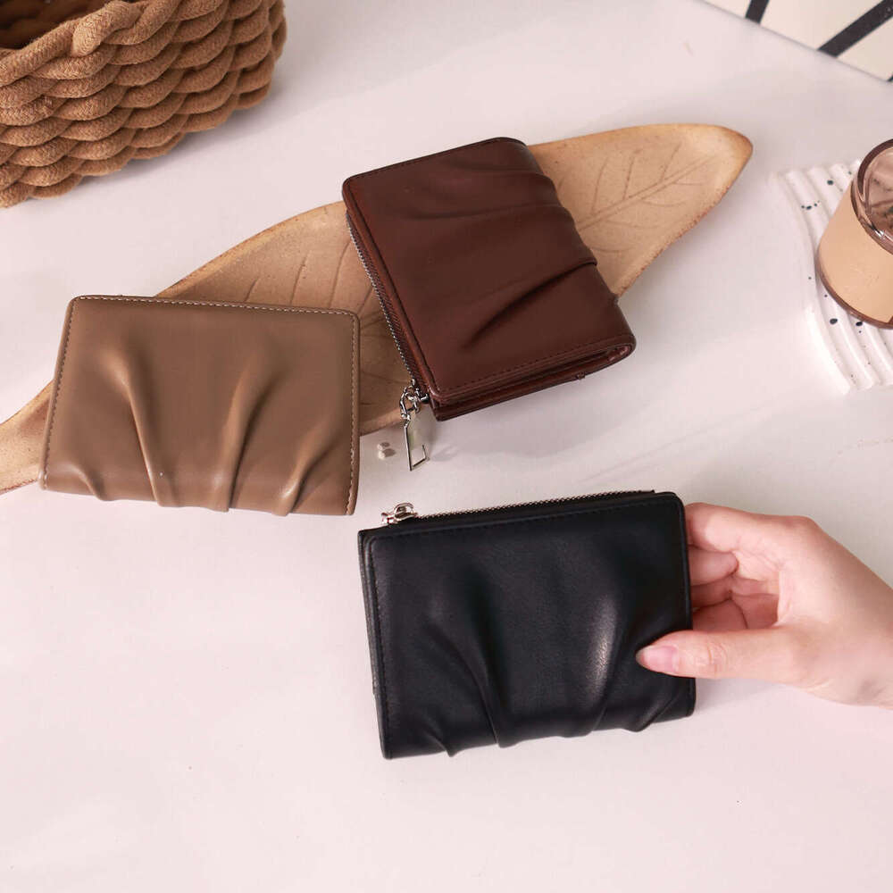 Pleated Texture Women's Short Exquisite Small Internet Celebrity Coin Purse Versatile Card Holder Student Wallet