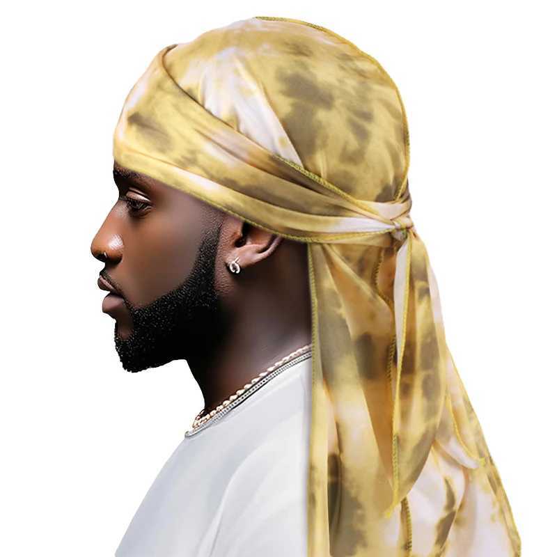 New Dyed Silky Durag Bandana With Long Tail And Wide Strap Colorful Durag Cap Shower Cap For Men And Women M250623