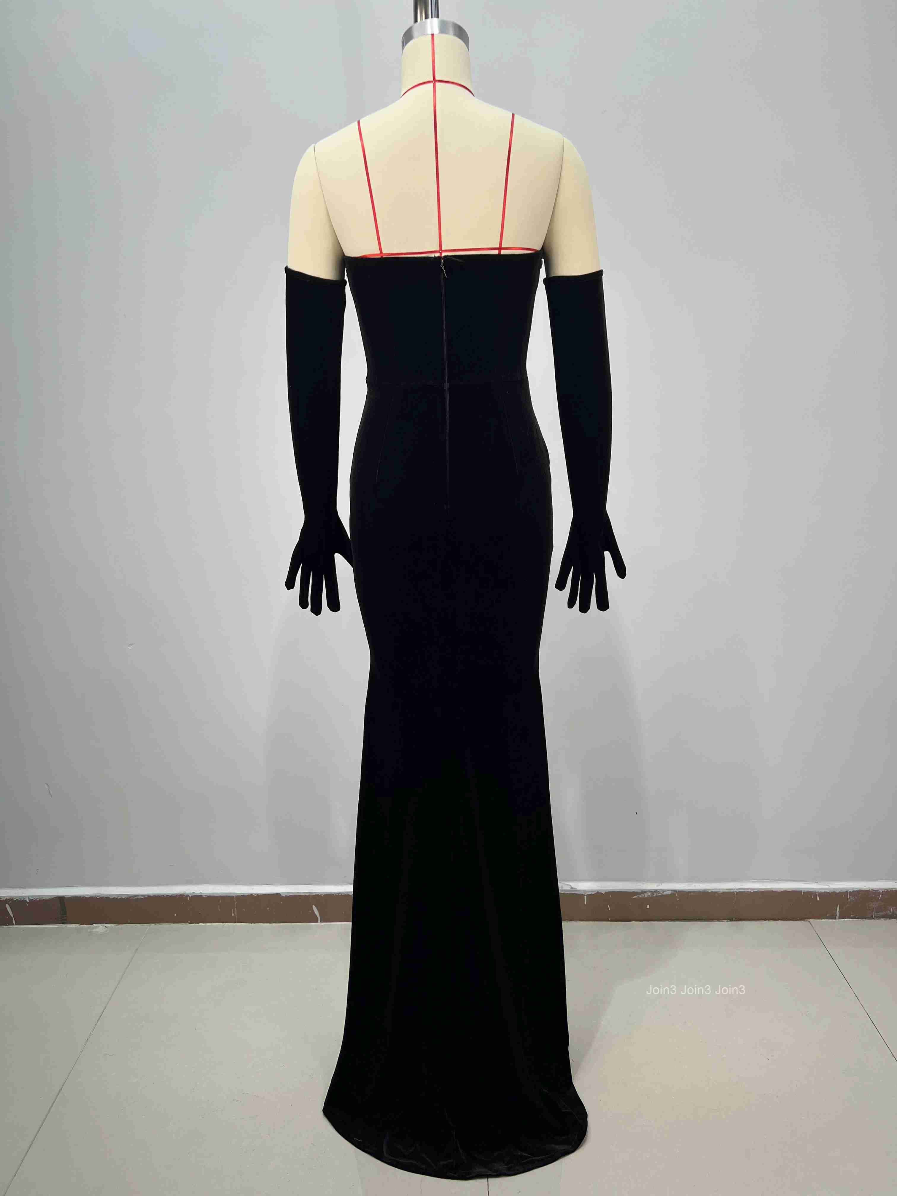 Womens Black Bandage Dress Rhinestone Spaghetti Straps Beaded Mermaid Evening Gown Fishtail Formal Party Wear
