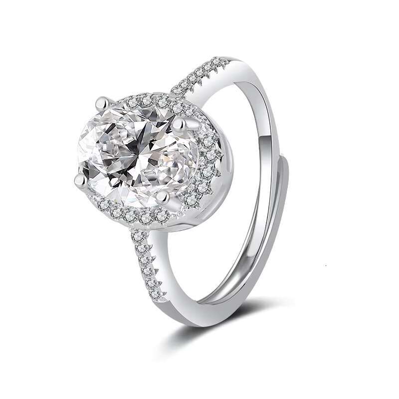 S925 Sterling Silver High Carbon 4 Karat Oversized Moissanite Diamond Ring Proposal Pigeon Egg Ring for Women IGI Certificate