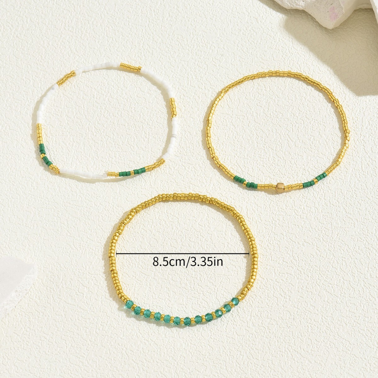 Minimalist Women's Multi-Layer Personality Bohemian Style Beaded Design Bracelet Three-Piece Set Jewelry