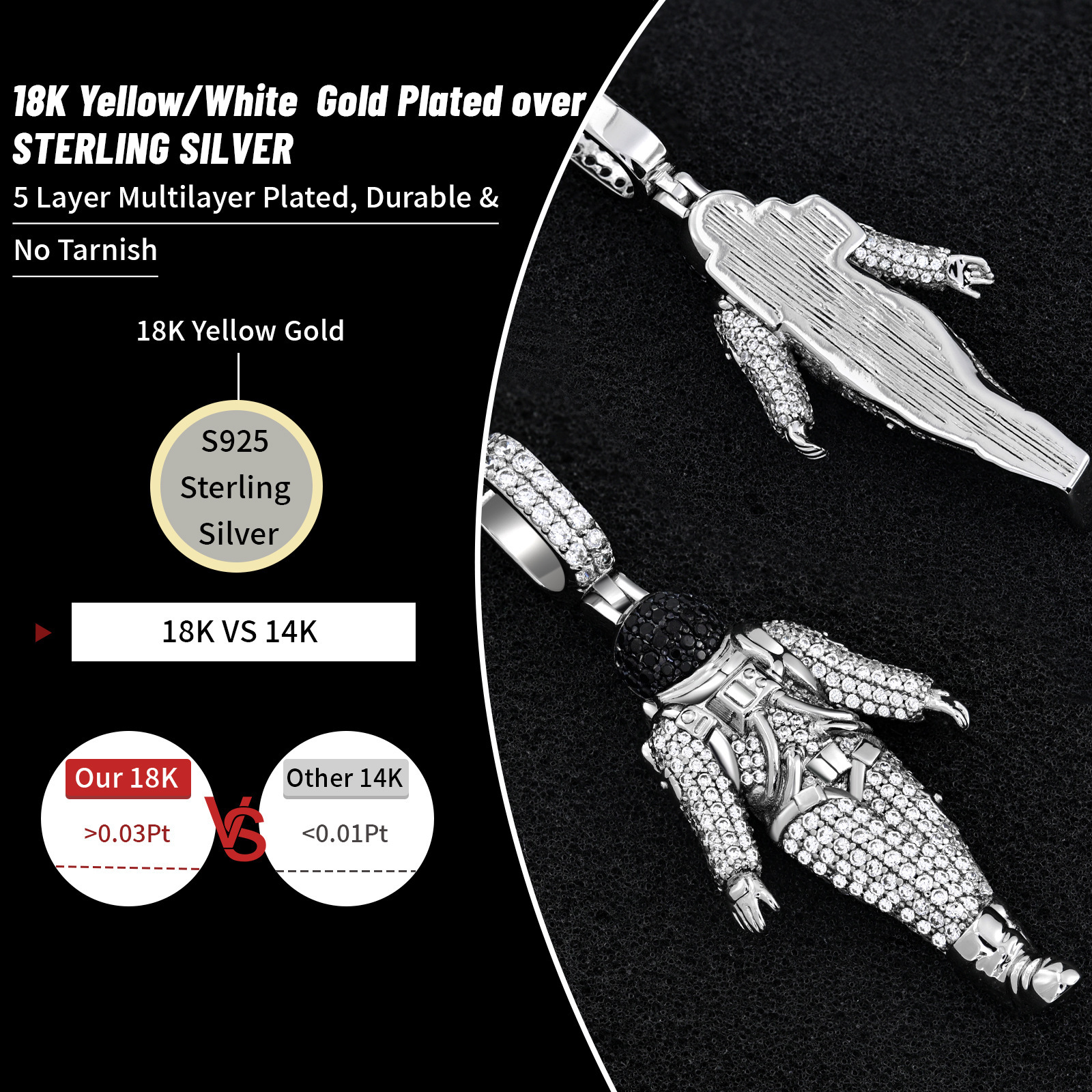 Luxury Moissanite Spaceman Hip Hop Full Iced Out Niche Personalized Light Luxury Premium Statement Pendant Necklace Pass the diamond tester