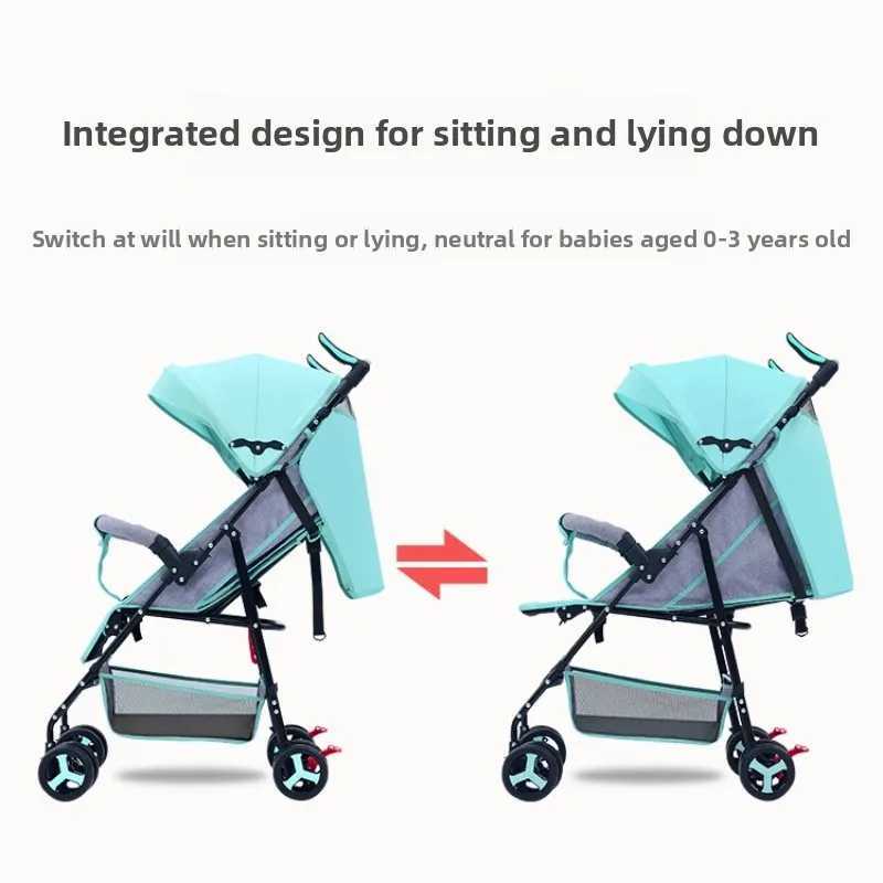 Lightweight Baby Stroller Foldable Four-wheeled Stroller with Sitting and Lying Function XJ250623