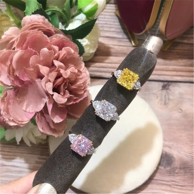 CC Fine Jewelry Rings For Women Yellow Cubic Zirconia Wedding Engagement Ring Silver Color Drop CC1665 250617