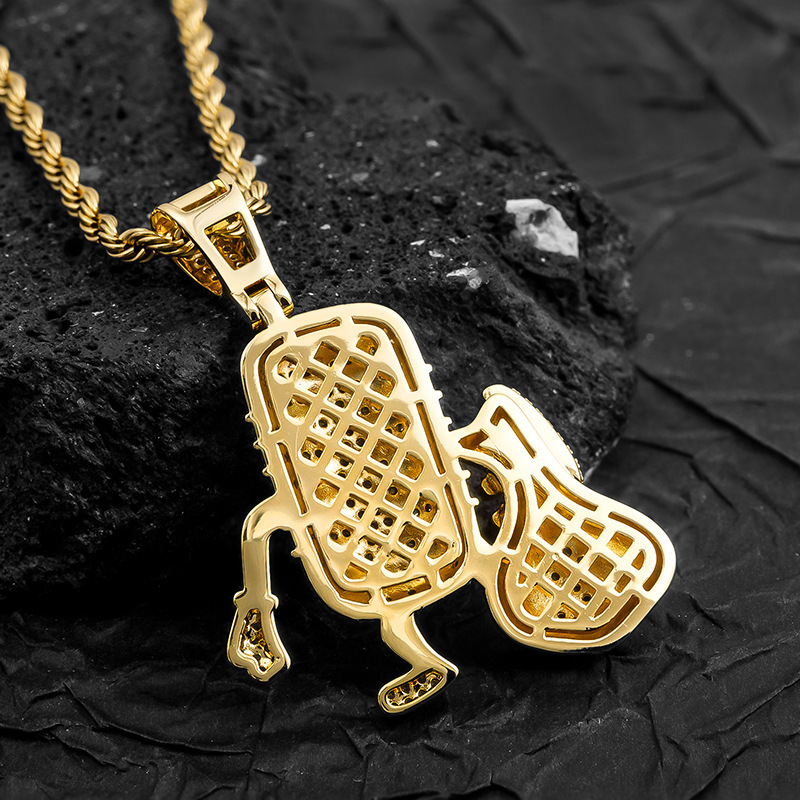 DiamondInlaid MicrophoneNecklace Pendant HipHop Pop Cartoon Fashion BlingBling Accessory