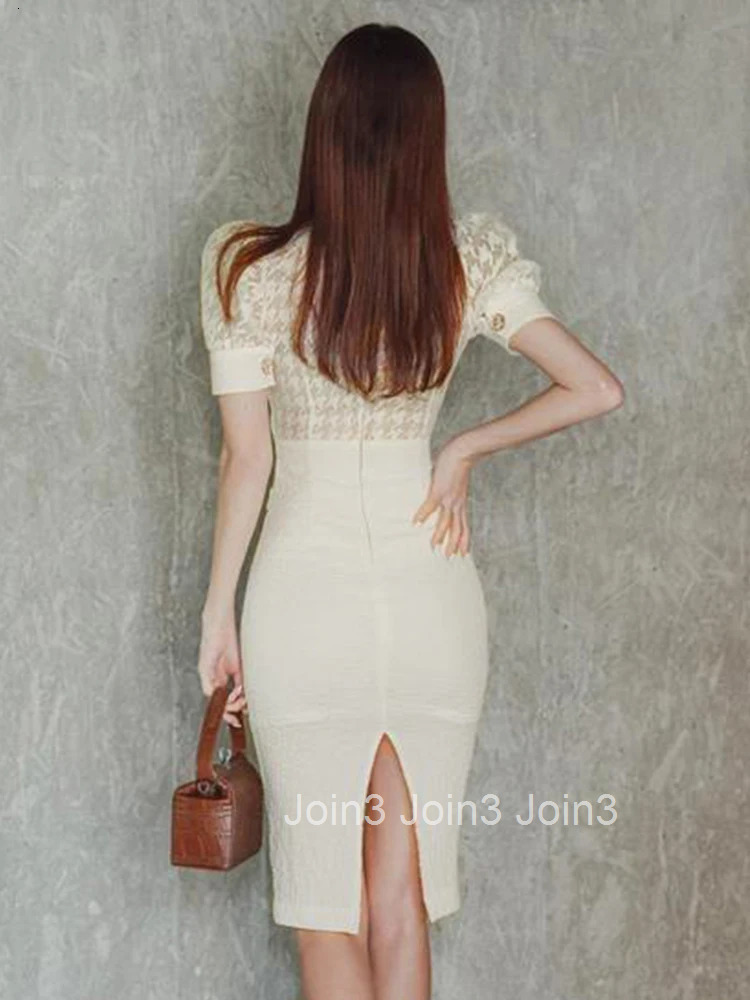 Fashion Summer Evening Dress For Women Chic Retro White Houndstooth Sexy Square Collar Slim Midi Party Mujer Vestidos Robe Femme