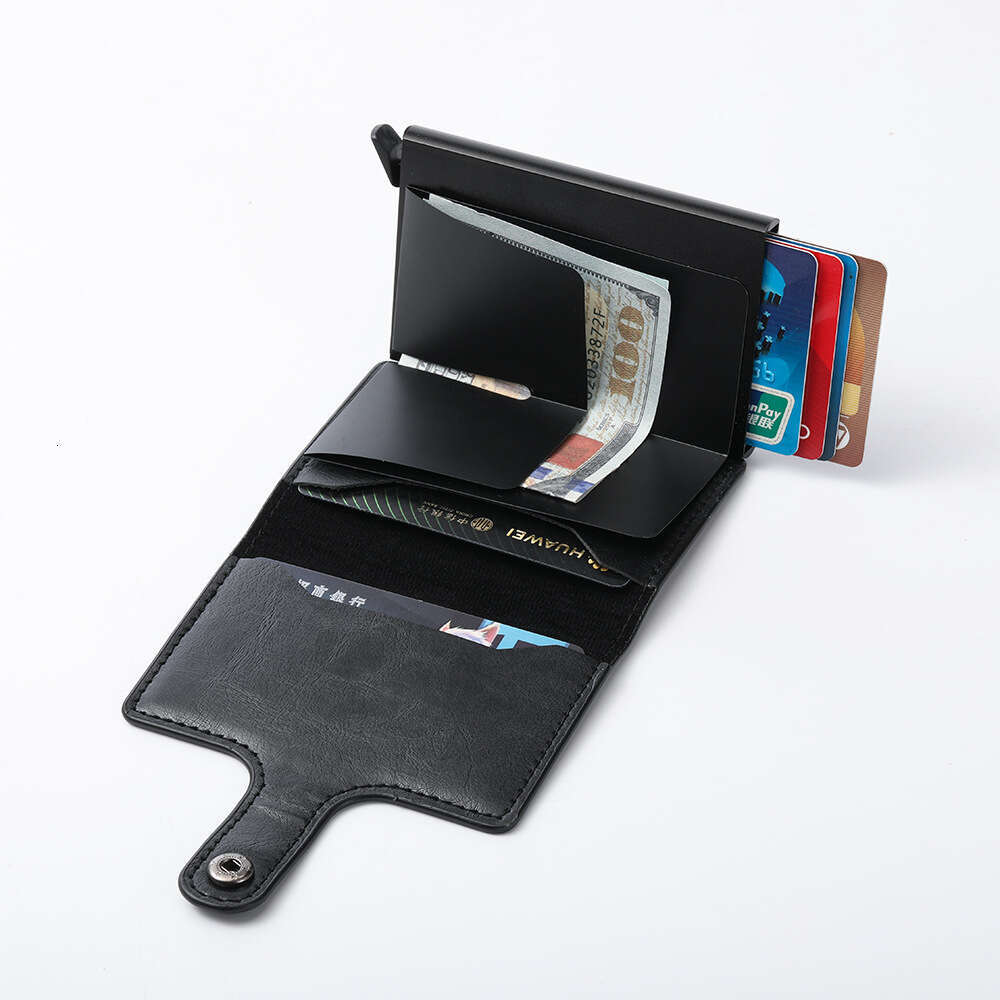 New Men's Wallet Carbon Fiber Aluminum Alloy Holder Automatic Ejector Buckle Card Clip