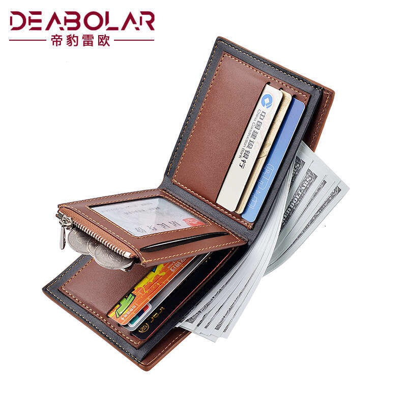 2021 Fashion Men's Personality Soft Leather Wallet Short Style Multi-Card Slot Large Capacity Coin Purse