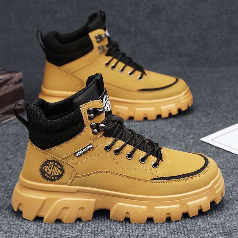 Autumn High-Top Martin Men's Work Shoes Trendy Versatile Thick-Soled new British Style Hiking Ankle Boots