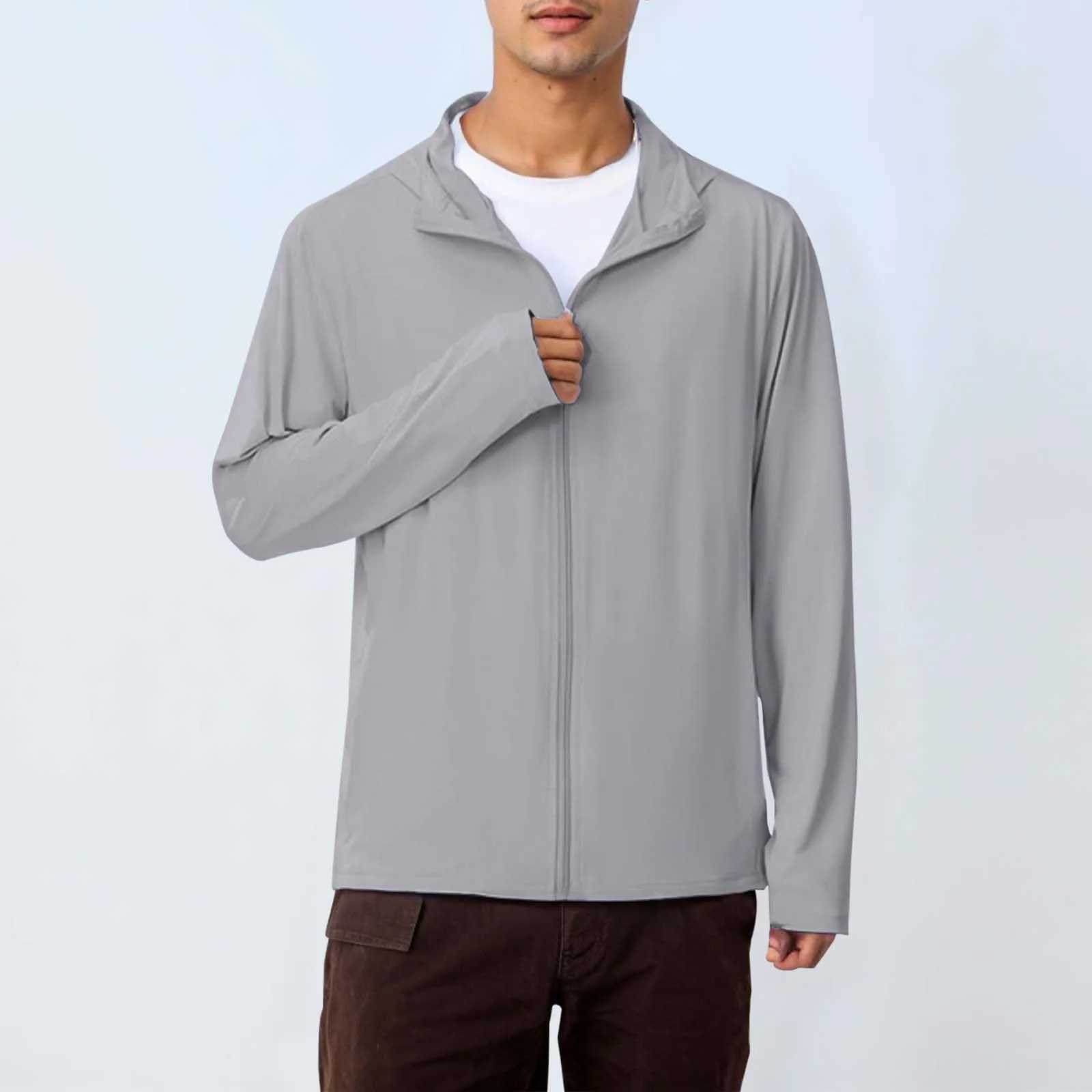 Mens UPF 50+ Sunscreen Jacket Outdoor Lightweight Zip Up Long Sleeve Fishing Hiking Shirt Coat Breathable Mens Cycling Jackets W250623