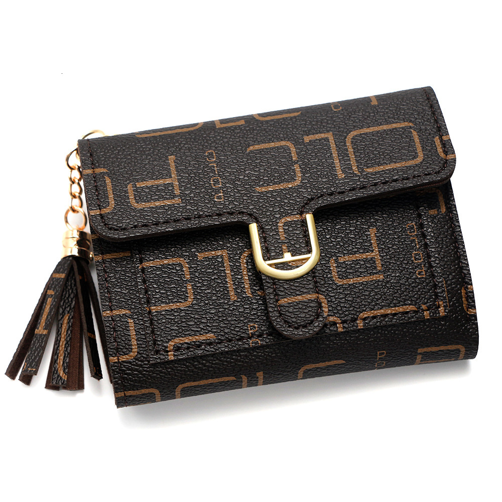 Free Shipping 2025 New Designer Bag Trendy Letter Print Women's Short Wallet Fashion Buckle Small Coin Purse ID Holder Women's Wallet Wholes