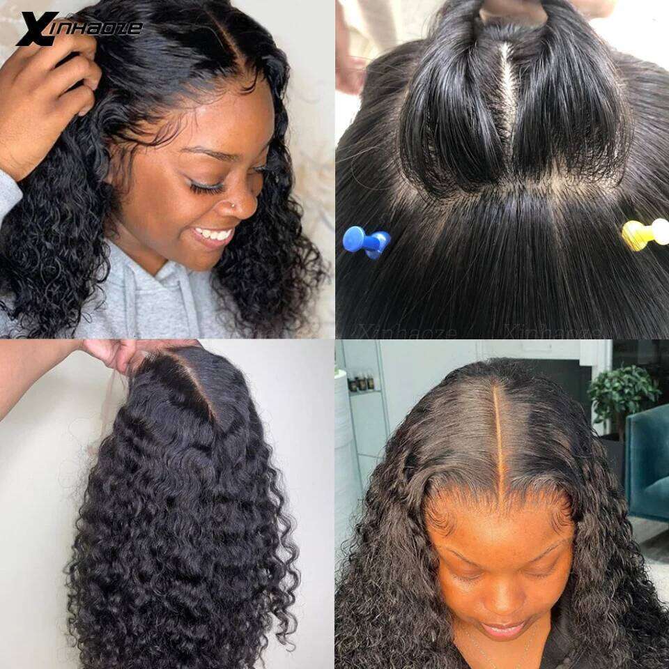 200% Density 13x6 Lace Frontal Human Hair Deep Jerry Kinky Curly Glueless Brazilian Remy Bleached Knots 5x5 Silk Top Wigs