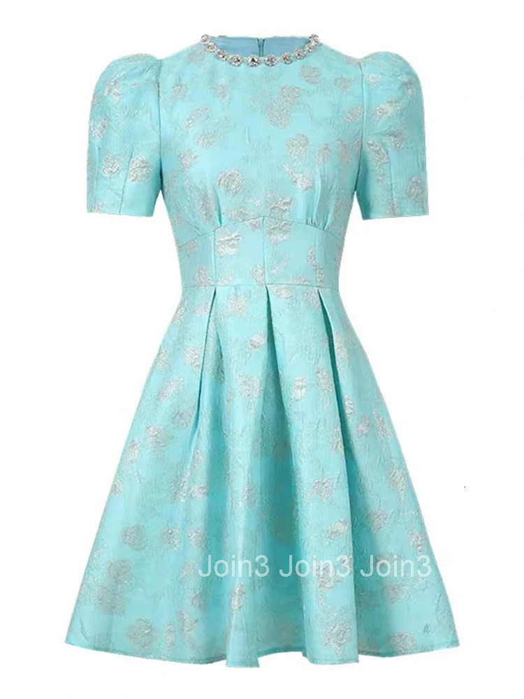 Elegant Luxury Sweet Jacquard Floral Gown Evening Dress Women Clothes Retro Puff Sleeve Corset Short A-Line Party Prom Vestidos