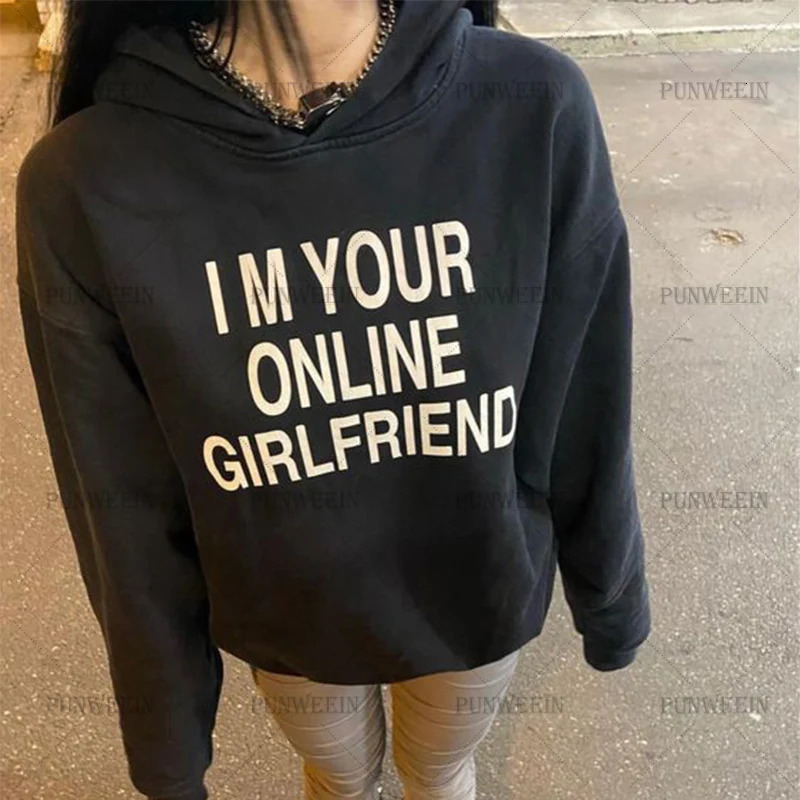 Goth Letter Print Hoodies Women Harajuku Loose Long sleeved Pulllover Vintage Punk Sweatshirt Casual Hoody Anime Y2K Clothes 250617
