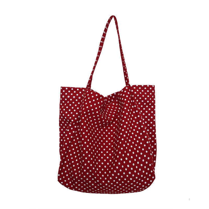 New Canvas Tote Fashion Trend Hot Sale Versatile Casual Large Capacity Polka Dot Shoulder Bag for College Students Commuting