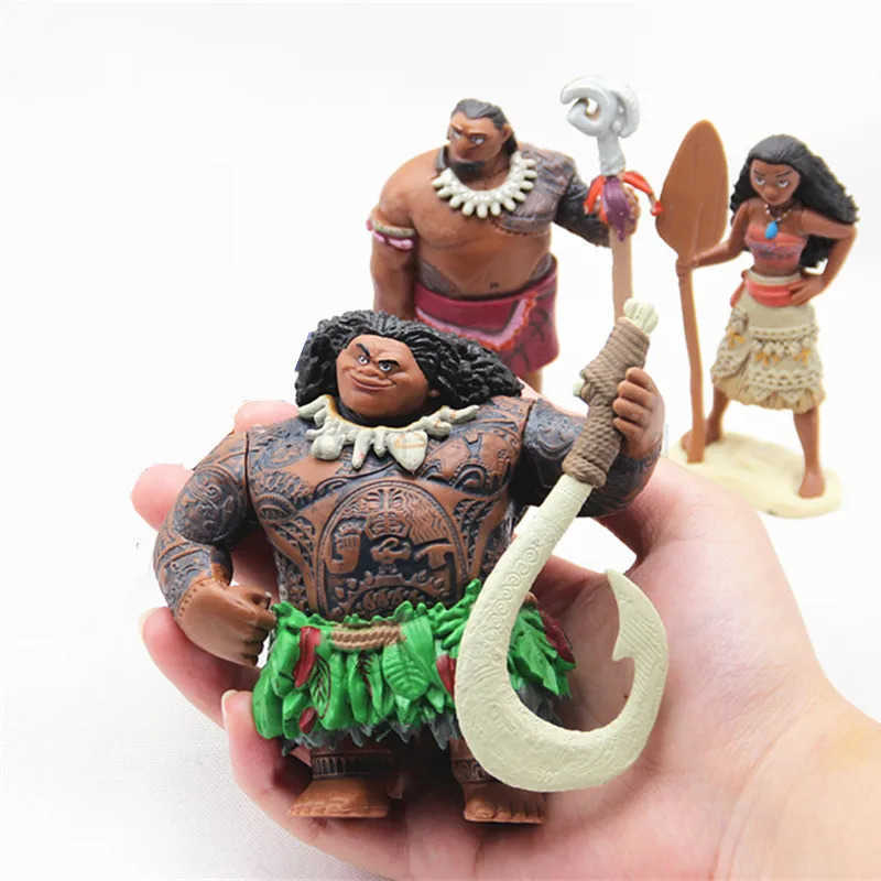DISNEY6Pcs/set Cartoon Movie Moana Action Figures Anime Moana Maui Chief Tui Doll Figurines Model Decoration Toys for Festive Gifts W250623