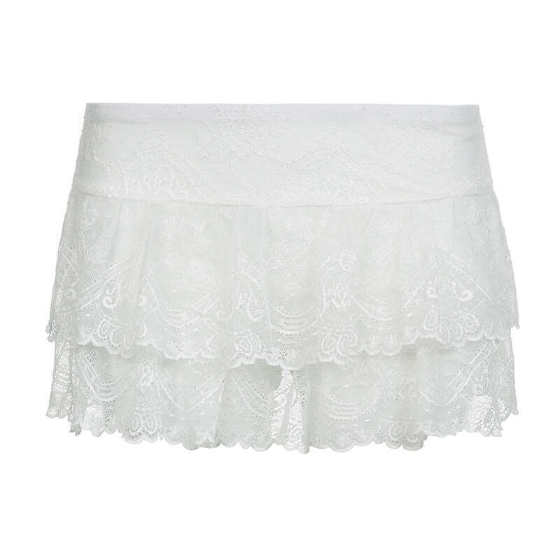 Sweet And Spicy Double Layer Lace Cake Small Design Jacquard Waist Short Solid Color Half Skirt Women's Wholesale B5