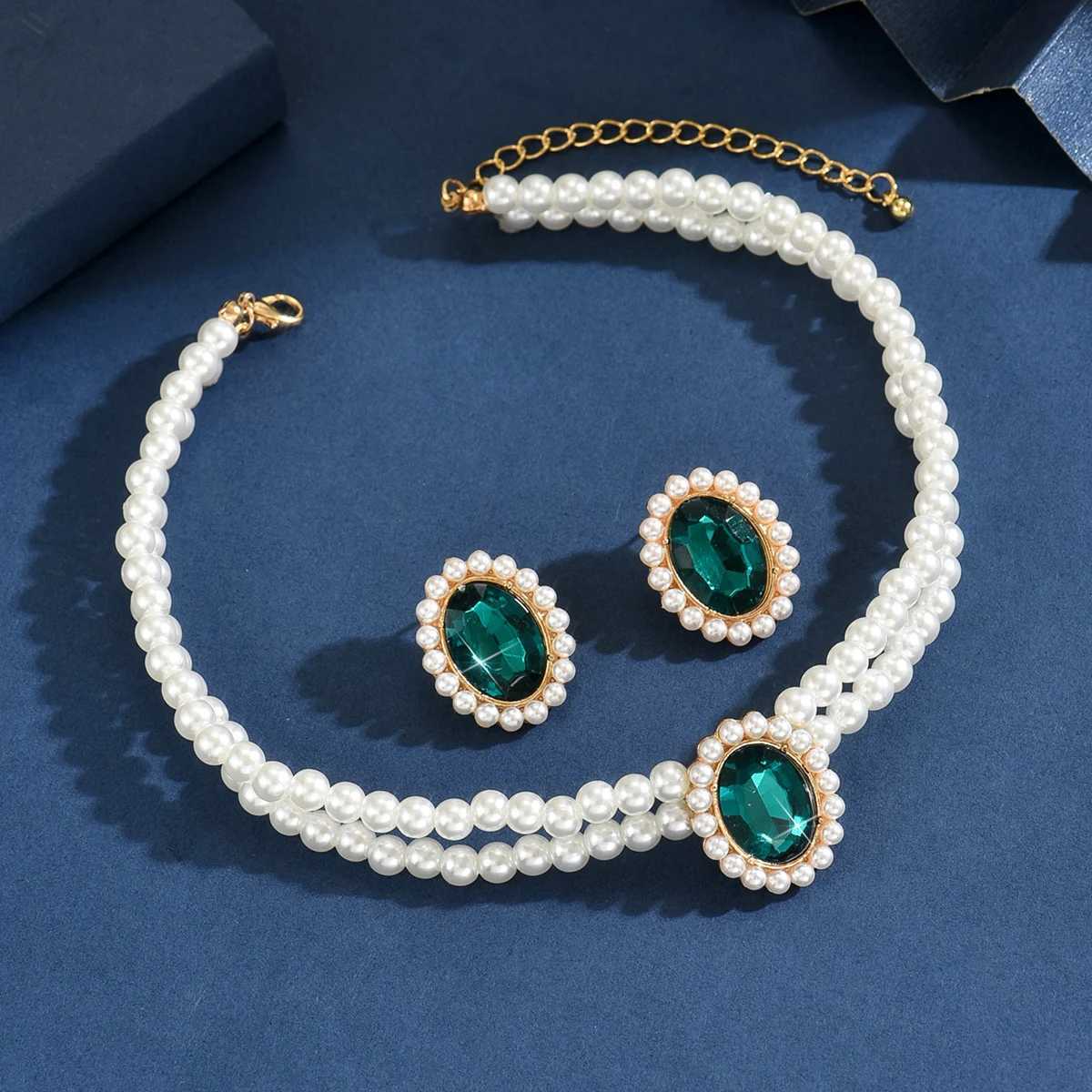 3PC Womens Fashion Imitation Pearl Necklace Earrings Jewelry Set Suitable for Wedding Party Festival GiftsXJ250623