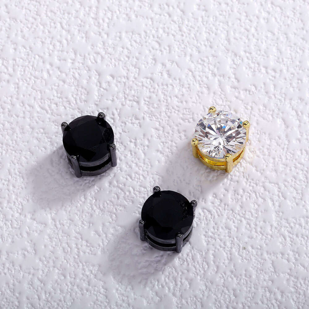 Hip Hop 4-8MM Black Round Zircon Personality Non-Pierced Strong Magnetic Earrings Trendy Ear Jewelry