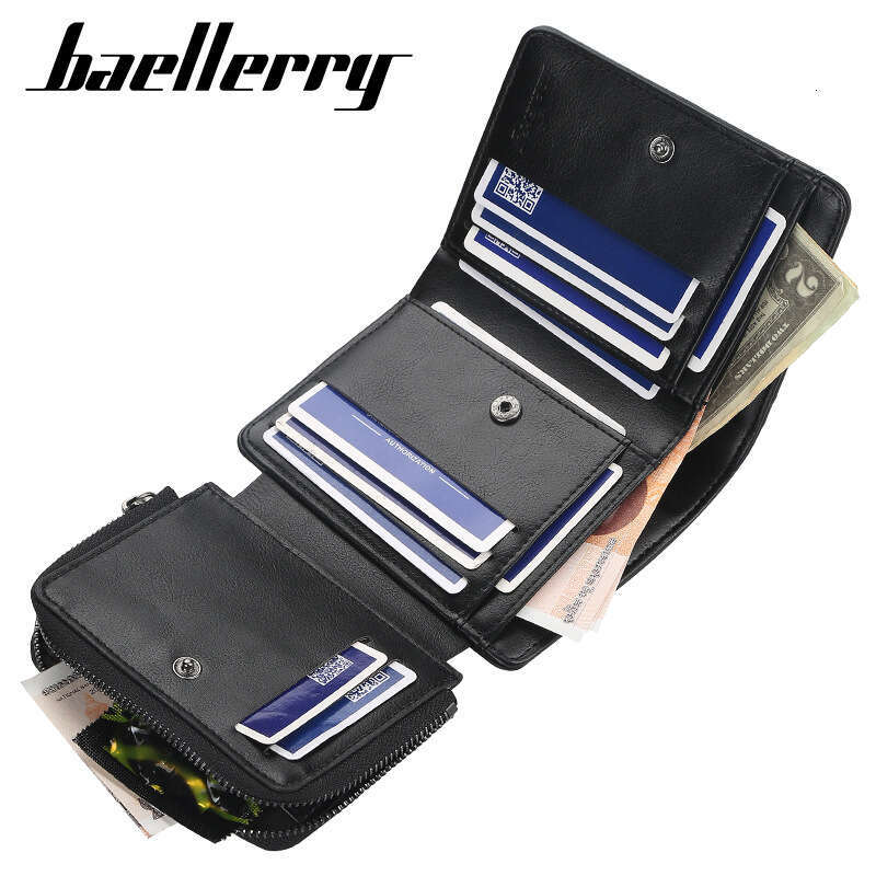 Wallet Men's Short Baellerry Multi-Card Slot 70% off Zipper Coin Purse Fashion Thin Card Holder Men