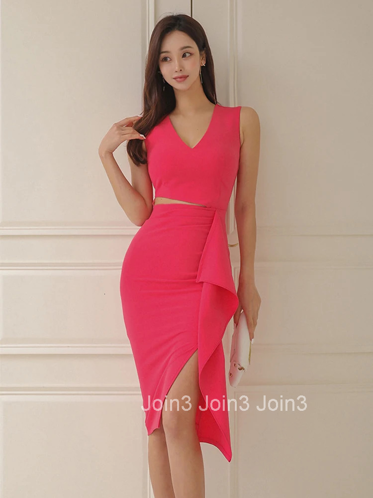 New Summer Elegant Office Women Evening Dress Chic Sexy V-Neck Hollow Ruffle Slim Midi Party Club Prom Beach Femme Mujer Vestido