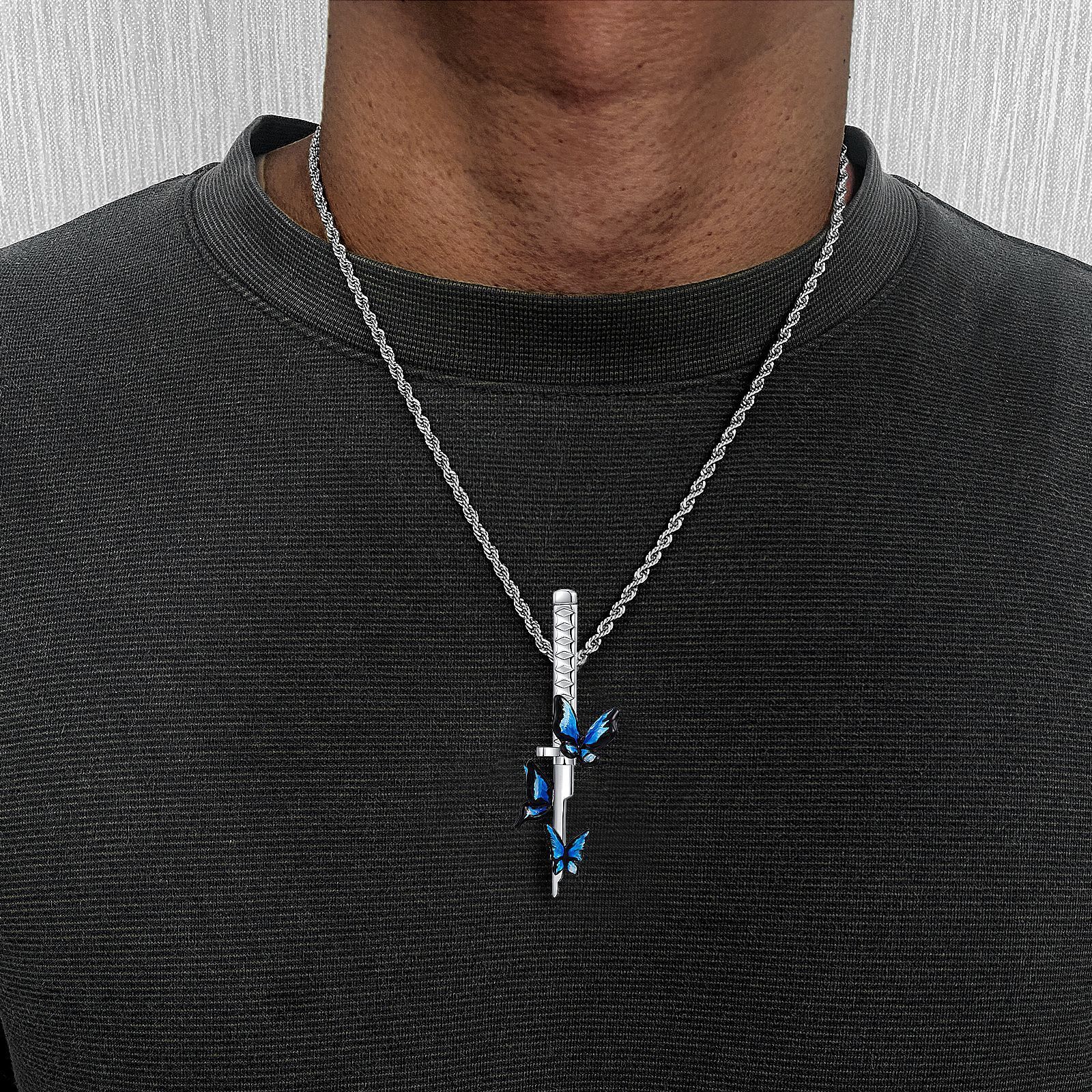 Luxury Colorful Epoxy Butterfly Pendant Dreamy Hip Hop Style Statement Necklace Druzy jewelry