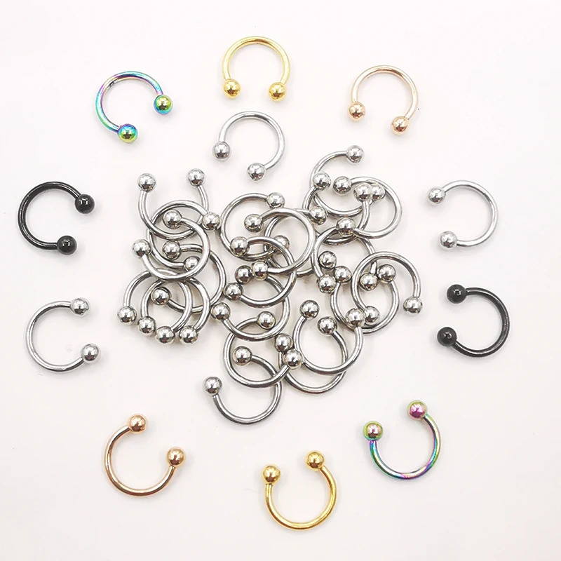 20 PcsLot 16G Stainless steel Circular Barbells Horseshoe Lip Ring Eyebrow Nose Studs For Woman Man Body Piercing Jewelry 250613