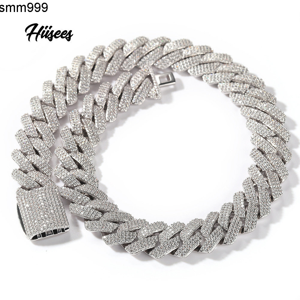 Drop Shipping Hip Hop Iced Out 3 Rows Cubic Zirconia Cuban Chain 20mm Prong Miami Cuban Link Chains Necklaces for Men Women