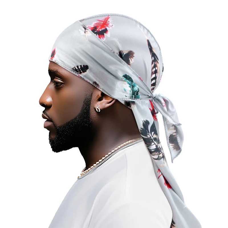 New Paisley Printing Silky Durag Mens Doo Rag Durag Long Tail Pirate Hat Head Scarf Wave Cap Bandana Turban Unisex Headwear M250623
