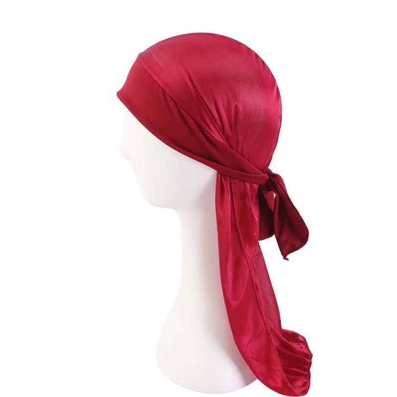 Mens Silky Durags Bandanas Turban Hat Stretchy Wigs Satin Doo Rag Durag Unisex Pirate Hat Men Hip Hop Headband Biker Headwrap M250622