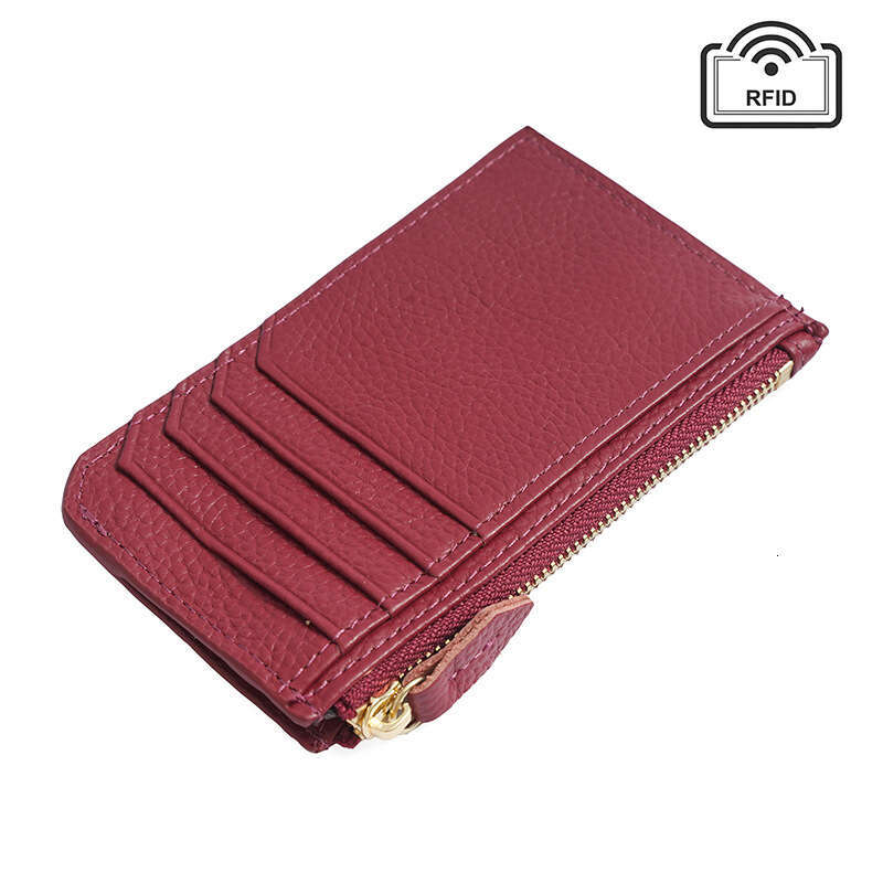 Genuine Leather Women's Wallet Ultra-thin Fashion Zipper Korean and Japanese Style Cowhide Coin Purse Card Holder