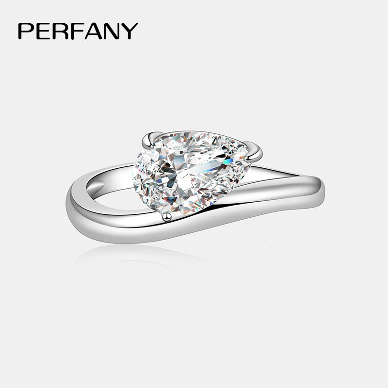 PERFANY 1.5CT Pear Cut Ring for Women S925 Pure Silver Waterdrop Laboratory Diamond Fashion Wedding Jewelry Gift 250617