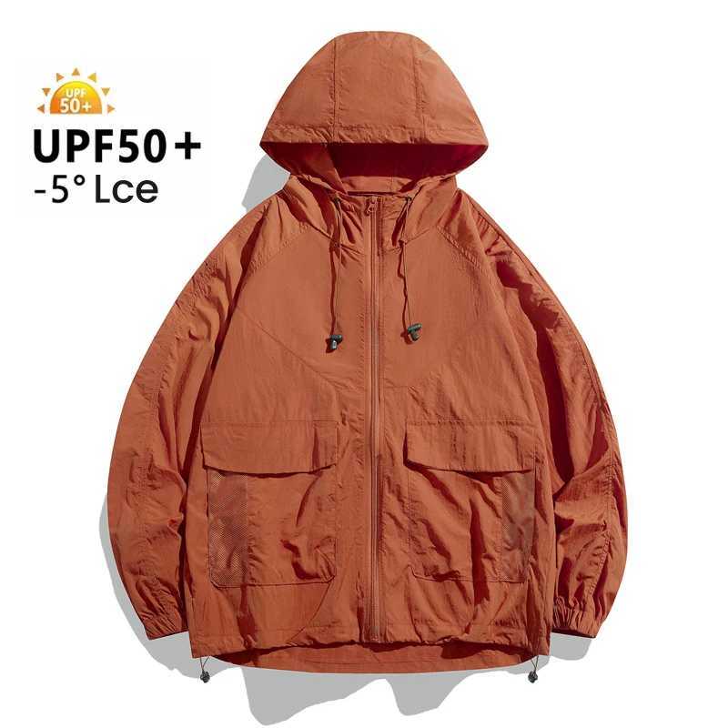 UPF50+ Anti-UV Summer Men Skin Jacket Coats Breathable Quick Dry Light Thin Sunscreen Windbreaker Hooded Trendy Hunting Clothes W250623