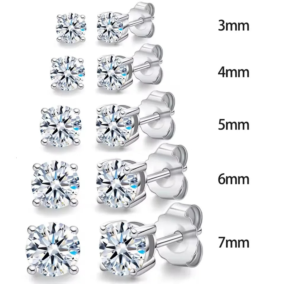 Real 0.1-3CT Test Passed Diamond Stud Earrings for Women S925 Silver Platinum Plated Bride Wedding GRA Fine Jewelry 250617