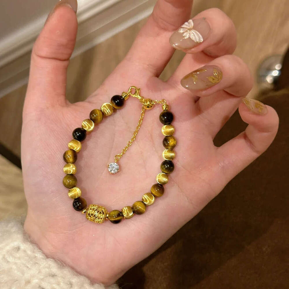 French Light High-end Natural Tiger Stone Cat's Eye Fashion Versatile National New Chinese Style Beaded Bracelet
