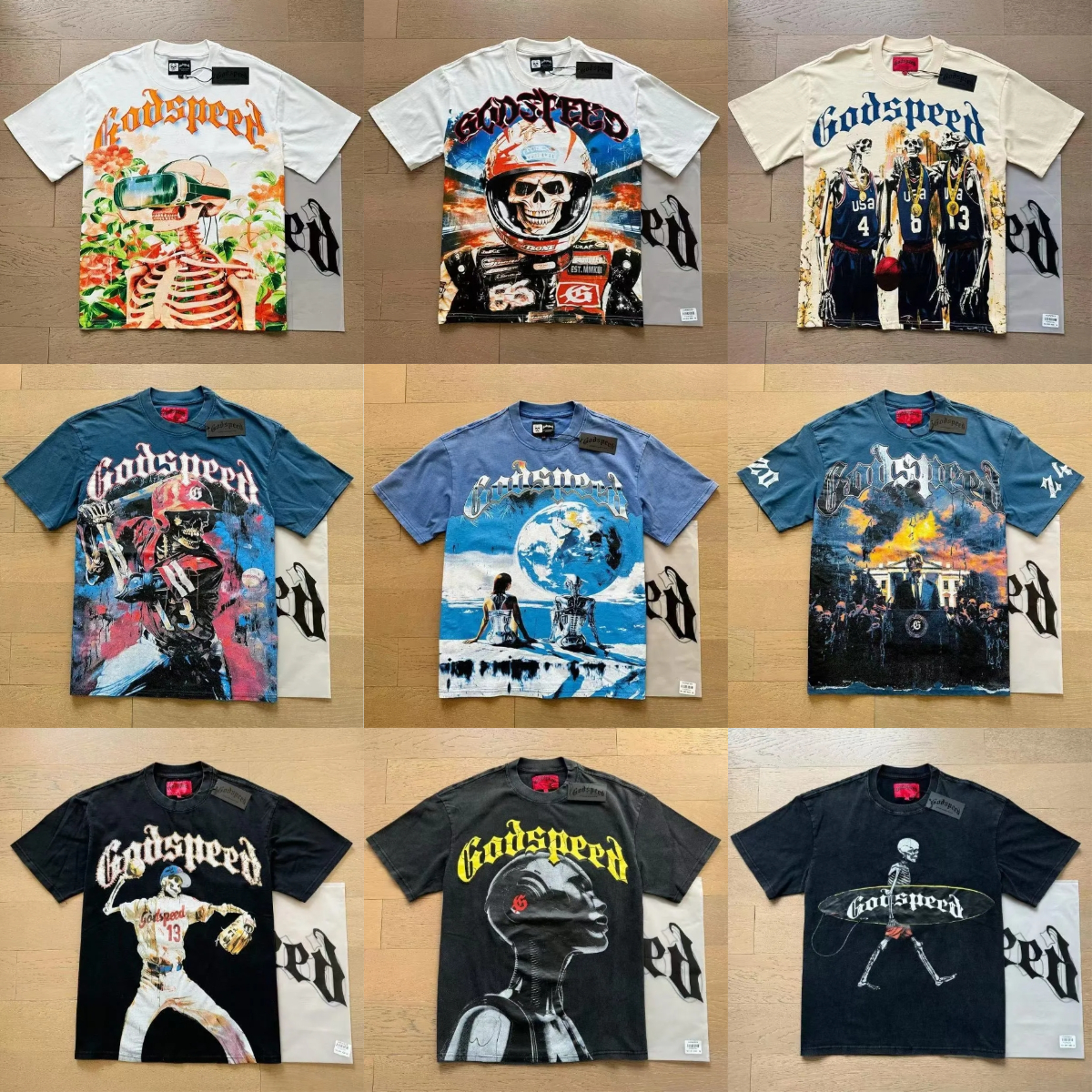 godspeed shirt designer t shirt mens shirts graphic tee clothe classical hipster tshirt cotton short sleeve Street graffiti Letter skull print Vintage washed tees
