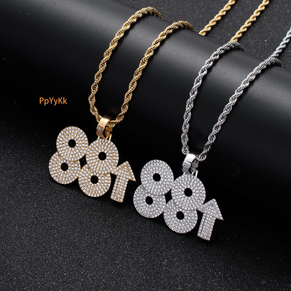 Luxury Moissanite Jewelry Celebrity Style Hip Hop Pendant Jewelry Men's Diamond - Encrusted Digital Necklace Pass the diamond tester