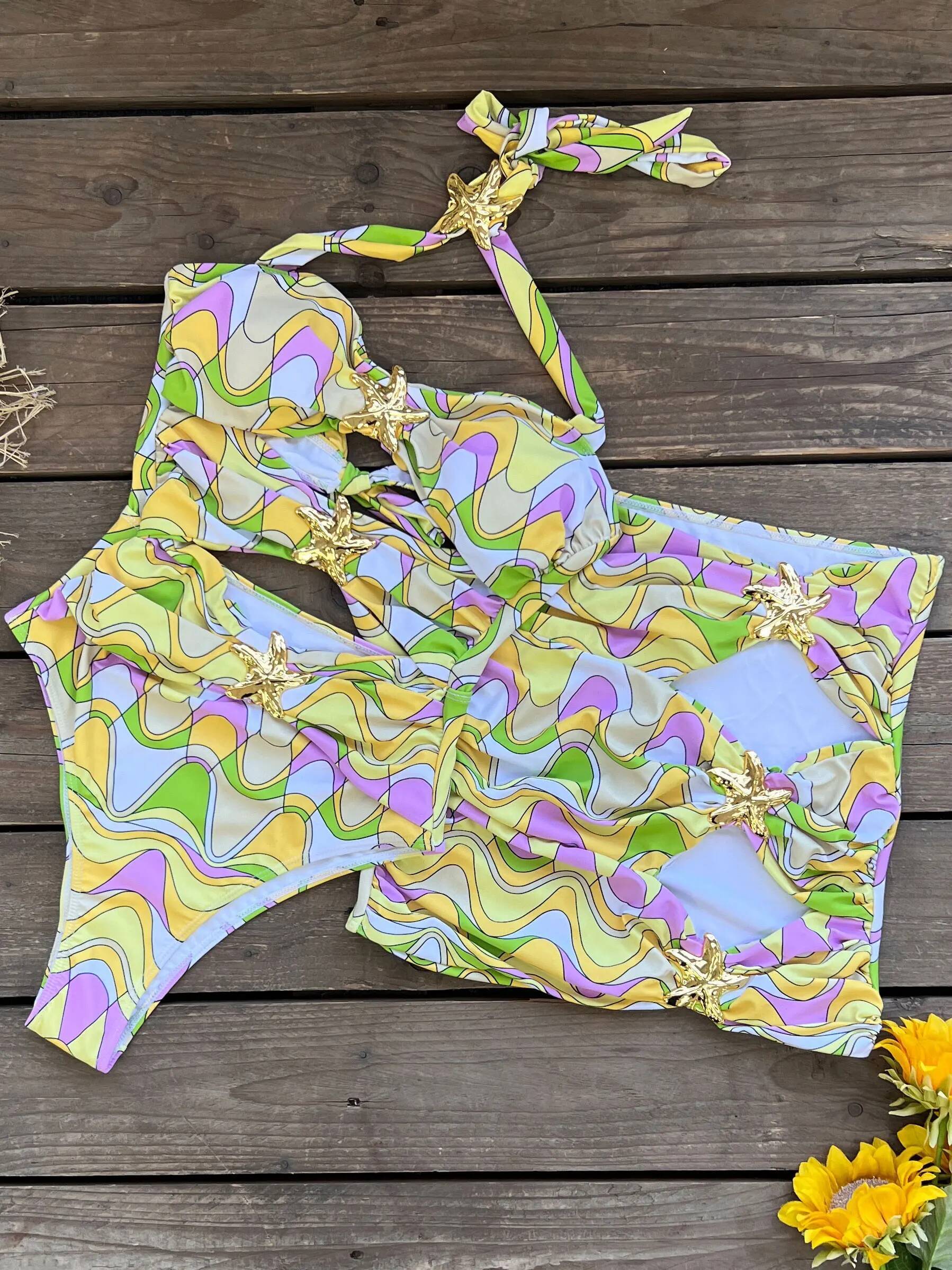 Sexy Starfish Bikini With Women Two-Pieces Swimsuit 2025 New High Fork Skirt Set Biquini Swimwear For Girl Clothing