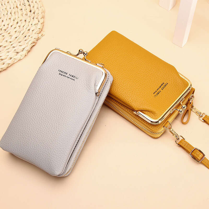 Korean Style New Phone Women's Wallet PU Long Coin Purse Multifunctional Mini Shoulder Crossbody Bag