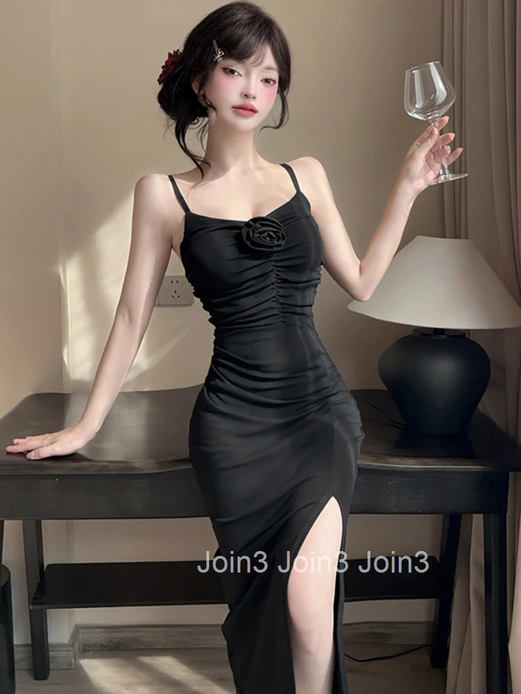 Women Clothes Y2K Solid Sexy Strap Backless Skinny Midi Pencil Dress Elegant Fashion Evening Party Club Prom Vestidos Robe New