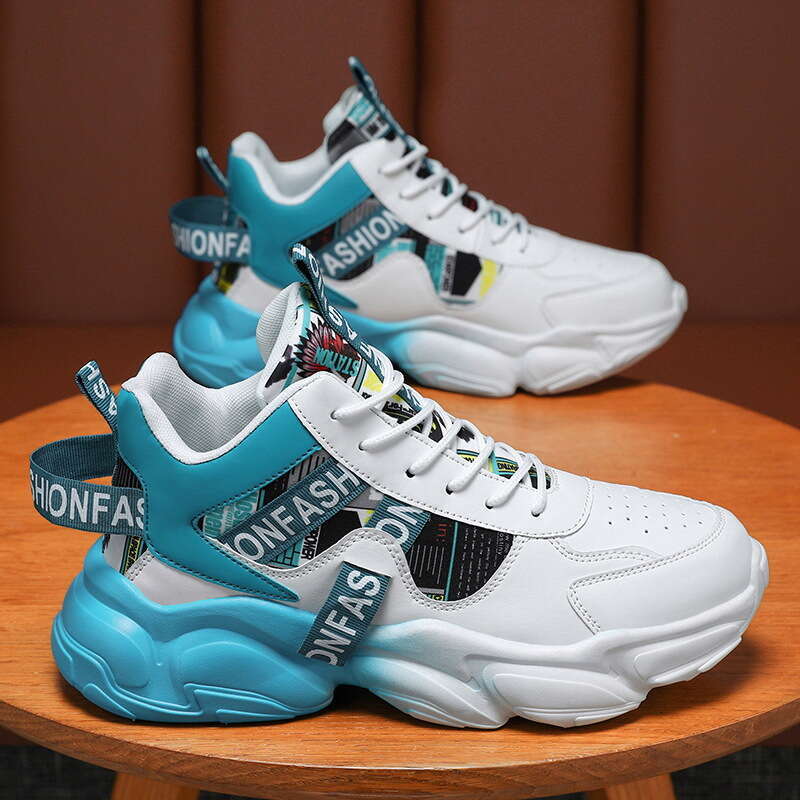 Spring New Breathable High-Top Men's new Trendy Versatile Height-Increasing Sneakers Casual Dad Shoes