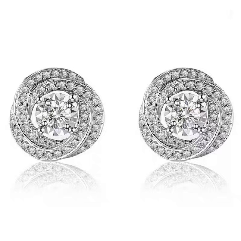 2025 Choucong Bright Stud Earrings Luxury Jewelry 925 Sterling Silve Round Cut White 5A Cubic Zircon CZ Diamond Party Elegant Women Rose Flower Earrin