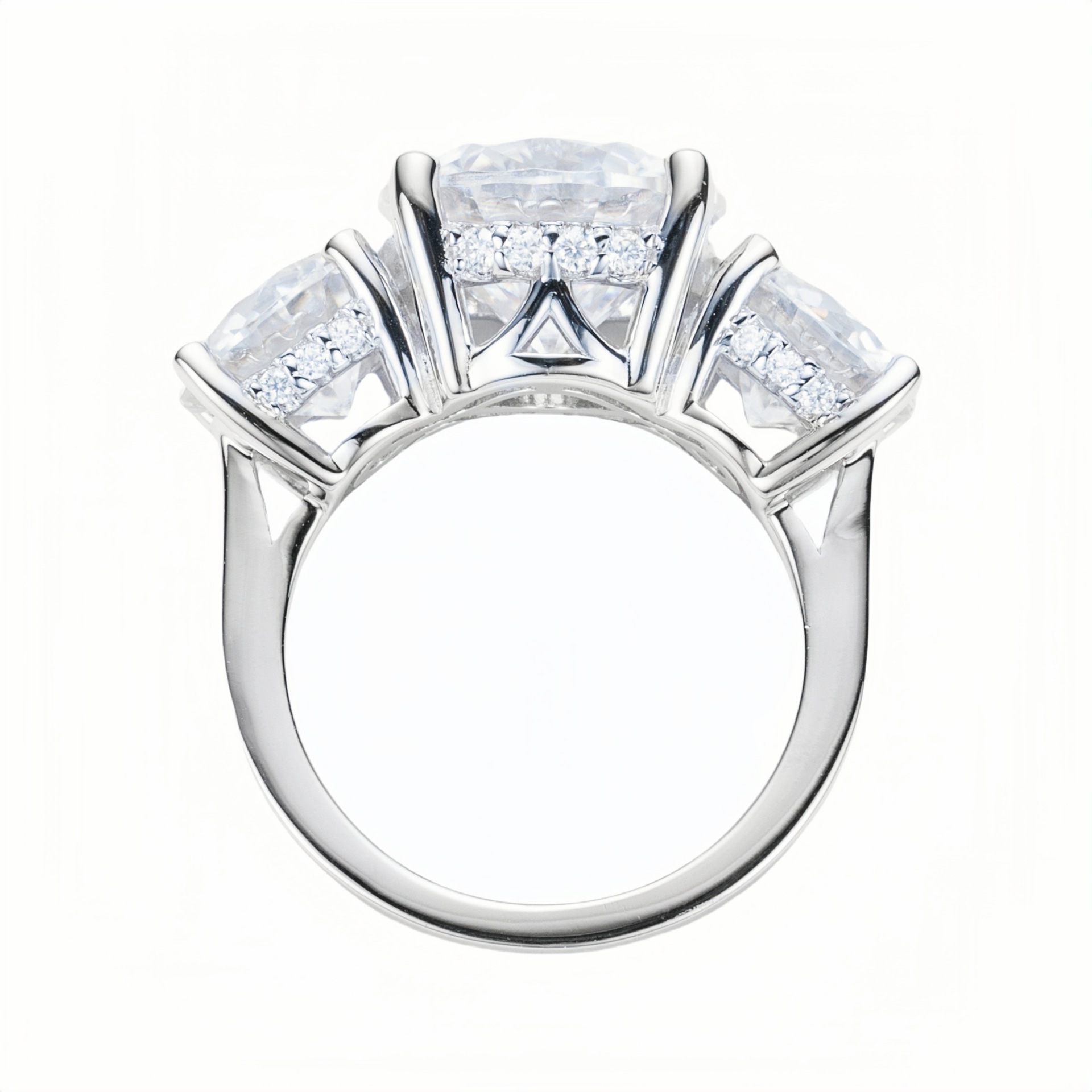 GRA D VVS 1pcs 6ct 2pcs 2.5ct Brilliant Cut Moissanite Diamond 925 Silver Ring Engagement Three Stone Ring for Women
