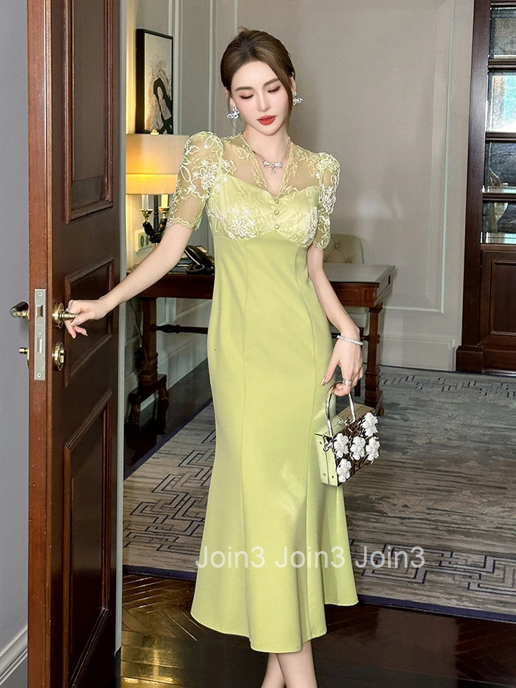 New Elegant Summer Fake 2 Piece Mermaid Long Dress Women Clothes Retro V-Neck Slim Midi Party Prom Robe Vestidos Fiesta Fashion